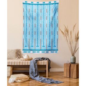 Lunarable Blue Tapestry, Sports Competition Theme Swimming Pool with Lanes Aquatic Pictogram Image, Fabric Wall Hanging Decor for Bedroom Living Room Dorm, 23" X 28", White Aqua