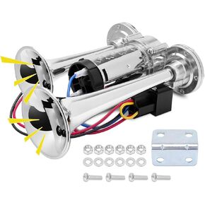 12 فولت 600 ديسيبل ترقية القرن الهواء المزدوج الأبواق، سوبر الصاخبة طقم القرن الكهربائية القطار مع ضاغط الهواء متوافق مع 12 فولت المركبات والشاحنات والقطارات والقوارب بيك اب سيارات الدفع الرباعي سيارات مكبر الصوت in Kuwait