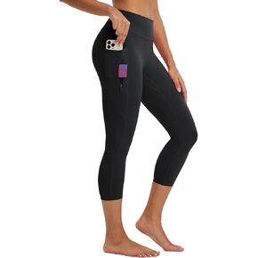 BALEAF Women's Capri Leggings with Pockets Tummy Control 21" Inseam Workout Capris Yoga Pants
