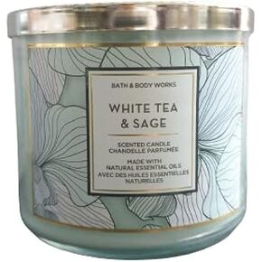 Bath and Body Works White Barn 3 Wick Candle 14.5 oz / 411 g (White Tea & Sage)