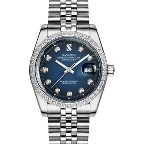 Gosasa Men's Gold Crystal-Accented Wrist Watch Stainless Steel Band Automatic Mechanical Watches Waterproof Gift for Family Friend