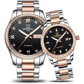 MASTOP Luxury Men Women Couple Automatic Watches Two Tone Automatic Stainless Steel Watch