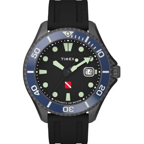 Timex Automatic Men Analogue Watch with a Rubber Strap Tiburón