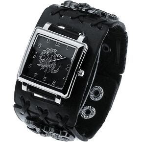 Scorpion Punk Men&Women Wrist Watch Black Wide Leather Cuff Band Watch Cool Style Watches,Rock Locomotive Fashion Watch