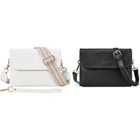 CHOLISS [Black+White] Small Crossbody Bags for Women, Wristlet Wallets