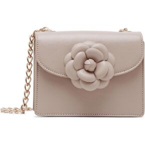 Anne Klein Boxed Flap Crossbody with Floral Applique and Card case, Stone