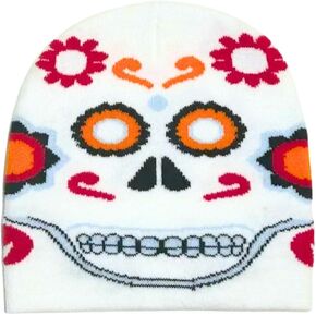 Halloween Ghost Face Beanie Ugly Anime Dark Y2K Horror Cuffed Winter Beanie for Unisex Soft Acrylic