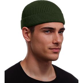 vidsel Wool Fisherman Beanie for Men Women, Short Knit Cuff Trawler Watch Hats