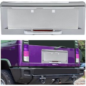 KUAFU Rear License Plate Frame Compatible with 2003-2005 Hummer H2 License Plate Frame Bezel Cover Trim Molding ABS Plastic Chrome 3-Piece Set