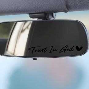 3X Trust in God Rear View Mirror Sticker, Rearview Mirror Decal with Heart Car Window Decals Self Affirmations Car Mirror Stickers for Women Water Bottle Laptop Accessories Gifts(White)