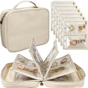 Travel Jewelry Organizer Case,Small Jewelry Bags Jewelry Storage Book Binder with Clear Zipper Velvet Pouch for Traveling,Earrings, Rings, Necklace, Bracelet (Pink) in Kuwait