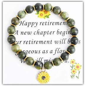 Sunflower Natural Stone Bracelet for Women Beaded Inspirational Bracelet Happy Retirement Healing Crystal Bracelet for Women Men