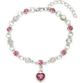 White Gold Plated Ocean Heart Charm Link Bracelet for Women Crystal Glass Heart Dainty Chain Simple Jewelry Gifts