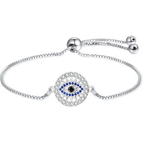 Palpitate Evil Eye Bracelets Sterling Silver Evil Eye Bracelet for Women Jewelry Gifts for Mom Wife d aughter Adjustable Chain
