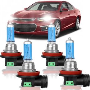 Fit for Chevy Impala 2006-2010 2012 2013 Light Bulb High Performance Halogen Headlight Bulbs,H11 High Beam + H11 Low Beam + H11 Fog Light Replacement Bulb Kit,Pack of 6