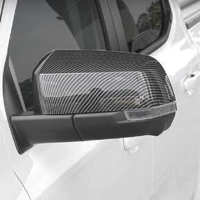 ZiWen Sport Carbon Fiber Gloss Black Door Rearview Mirror Cover Trim for Ford Ranger Everest 2024 2025 (Carbon Fiber Print)