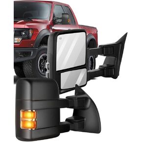 ECCPP Towing Mirror, Left Driver Side Exterior Automotive Mirror With Power Heated Turn Signal Convex Glass Manual Folding Telescoping Fit For Ford For F250 For F350 For F450 For F550 Super Duty