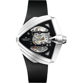 Hamilton Watch Ventura XXL Skeleton Auto | Swiss Made | 45.5mm x 46mm Stainless Steel Case | Black Dial Analog Watch | Black Rubber Strap (Model: H24625330)