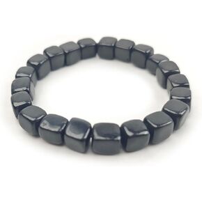 Shungite Bead Bracelet 8mm Cube Crystals Premium Quality Shungite Crystal Bracelets Stretch Gemstone Bracelet