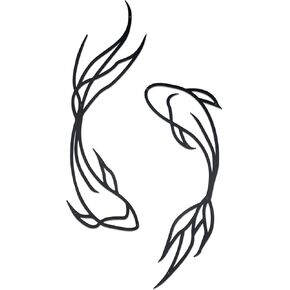 Metal Koi Fish Wall Art Minimalist Line Koi Fish Decor for Wall Betta Fish Japanese Wall Art Feng Shui Wall Decor Japanese Room Decor for Yoga Room Zen Room Above the Bed Living Room Bathroom (19Inch)