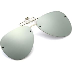 YAMEIZE Polarized Clip on Sunglasses - Anti-Glare Pilot Glasses for Men Women Flip Up Rimless Clip Eyewear Driving Outdoor