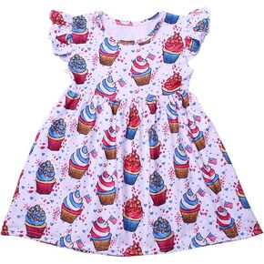 Toddler Girls Summer Ice Cream Print Sleeveless Dress Kids Cute Skirt