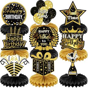 9 pcs Fathers Day Table Decorations Honeycomb Centerpieces | Double Sided Printing Blue Happy Father's Day Center Pieces for Party Event Table Decor | Fathers Day Birthday Party Supplies