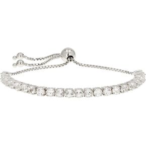 JTV 4.05ctw White Crystal Quartz Bolo Bracelet in Rhodium-Plated Sterling Silver