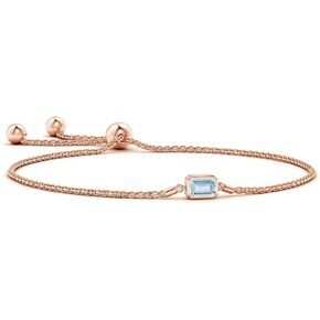 Angara Natural Aquamarine Adjustable Bracelet for Women in 14K Solid Gold | March Birthstone, Birthday, Engagement, Anniversary, Wedding Jewelry Gift for Women