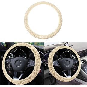 Elastic Stretch Car Steering Wheel Cover, Comfortable Steering Wheel Cover Universal for 14.5-15 Inch, Warm in Winter & Cool in Summer, Anti-Slip Breathable Ice Silk (Purple)