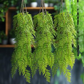 Faux Haning Plants 2PCS 49IN Fake Fern Wall UV Resistant Artificial Plants Fake Ivy Faux Greenery Plants for Patio Porch Plastic Plants for Indoor Outdoor