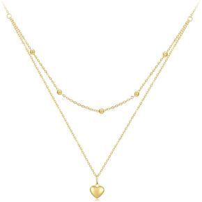 NINGAN Heart Layering Necklaces 14K Real Gold Plated Stylish Minimalist Choker Necklace Birthday Anniversary Christmas Gift for Women Wife Sister Mom