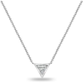 B. BRILLIANT Sterling Silver 6mm Triangle-Cut Bezel-Set Solitaire Choker Necklace Made with AAA Cubic Zirconia