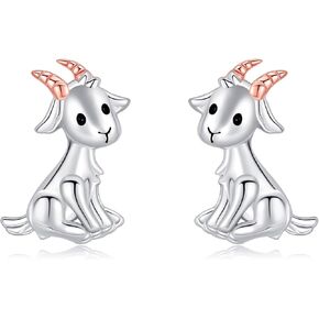 Goat Earrings Studs Sterling Silver Goat Earrings Cute Animal Jewelry for Women Goat Gift for Goat Lovers