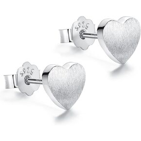 925 Sterling Silver Heart Earrings for Women Heart Stud Earrings Hypoallergenic White Gold Plated Cute Dainty Simple Heart Earrings Jewelry Gifts for Christmas Birthday
