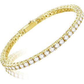 Sterling Silver Moissanite Tennis Bracelet White Gold Plated Elegant Lab Diamond Strand Fashion Jewelry for Women