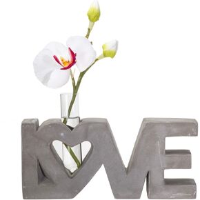 SUMMIT COLLECTION Modern Contemporary Home Decor Polished Concrete Love Single Stem Bud Vase Glass Tube Flower Vase Decorative Wedding Centerpiece Table Hotel Office Home Decor Floral Display 8.75" L