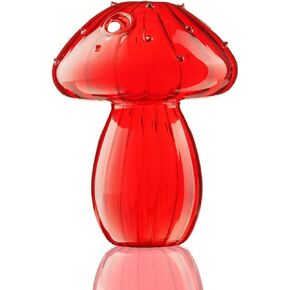 Mushroom Flower Vase - Small Vases for Table Decoration in Green - Bud Vase for Single Stem Flowers - Cute Glass Hydroponic - Stunning Design - Perfect for Foragers