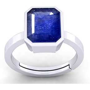 Natural Certified 7.25 Carat Original Unheated Untreatet Blue Sapphire (Neelam) 925 Sterling silver Ring Octagon Shape For Men & Women's
