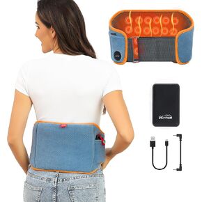 Cordless Heating Pad for Back,12V Electric Portable Natural Jade Stones Heating Pad with 7800mAh Battery Pack and 3 Heat Modes for Low Back,Present for Women Men