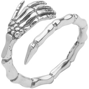 OIDIMS Vintage Skull Hand Open Band Ring for Women Men Gothic Statement Adjustable Expandable Oxidzed Punk Skeleton Devil's Talons Finger Thumb Rings Personalized Comfort Fit Unisex Jewelry Gift