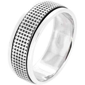 MENS 8MM Wide Finger Band Fidget Ring | 925 Sterling Silver Spinner/Spinning/Spin Band Ring Meditation Stress Relief Ring