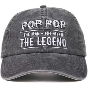 Grandpa Gifts, Pop Pop Gifts Embroidered Cap, Funny Grandpa Gifts for Men, Adjustable Hat Gifts Accessory for Birthday & Christmas Grey