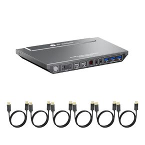 AV Access KVM Switch 2 Computers 2 Monitors DisplayPort 8K@60Hz 4K@165hz/144hz, DP KVM Switch Dual Monitors with USB 3.0 Ports, Audio Out, IR Remote, with All Cables