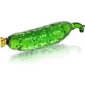 Handmade Crystal Cucumber Figurine Glass Cucumber Fruit Collectible Paperweight for Home, Kitchen, Desktop Decor
