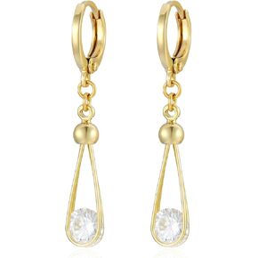 XUPING Hoop Earrings for Women Trendy Dangle Crystal Small Huggie 14k Gold Plated Cubic Zirconia Hypoallergenic Earring Jewelry