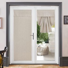 RYB HOME Blackout Door Curtains - Self Adhesive Length Adjustable Sidelight Window Curtains for Tricia Door Kitchen Bathroom Dining Ofiice Classroom Door, W 26 x L 72 inches, 1 Pc, Grayish White