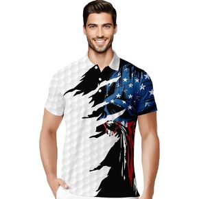 HIVICHI Golf Shirts for Men Funny Crazy Print Hawaiian Mens Polo Shirt