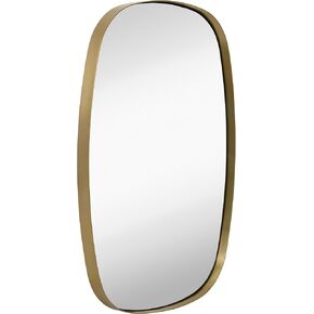 Hamilton Hills Large Gold Oval Mirror - Brushed Metal Frame with Rounded Corners - Contemporary Deep-Set Design - Oblong Wall Mount Vanity Mirror for Bathroom Decor - 24 x 36 Inch