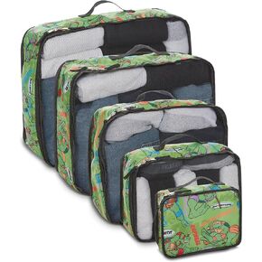 Ninja Turtles Packing Cube Set - Leonardo, Raphael, Donatello, Michelangelo - TMNT 5 Piece Packing Cube Travel Essential - Luggage Organizer Set - For Kids,Teens, Adults